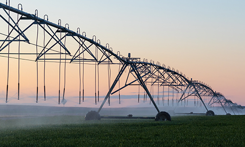 agricultural infrastructure as seen at dusk